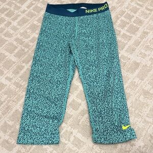 Nike Pro Aqua and Black Crop legging